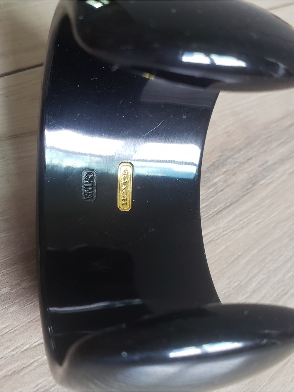 Coach Black Cuff Bracelet with Gold Turnlock Accent - Picture 6 of 7